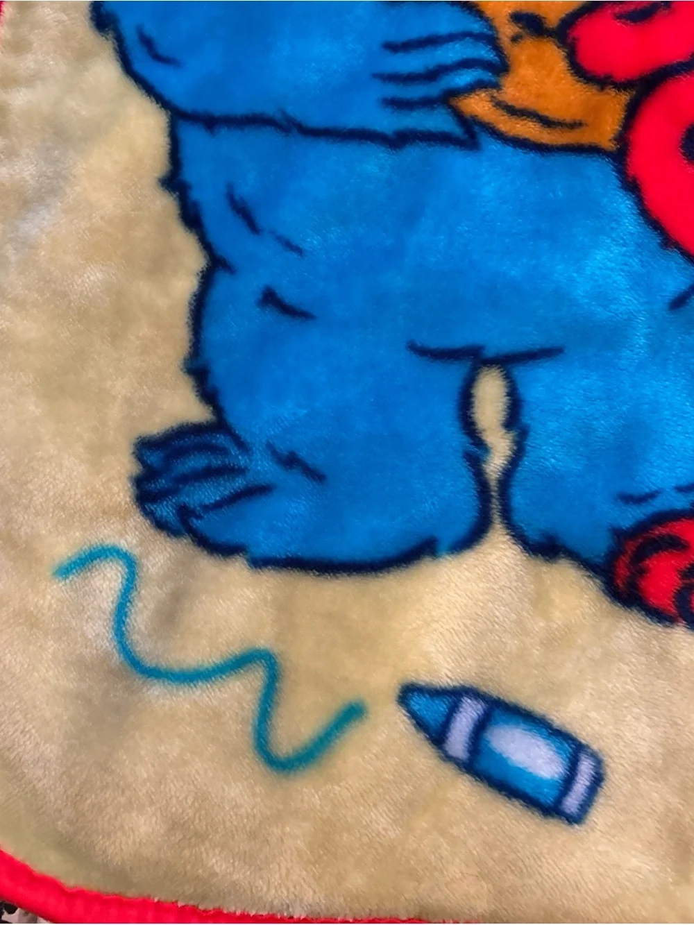 Sesame Street Plush Throw Blanket in Yellow, Blue, Red with Green Background